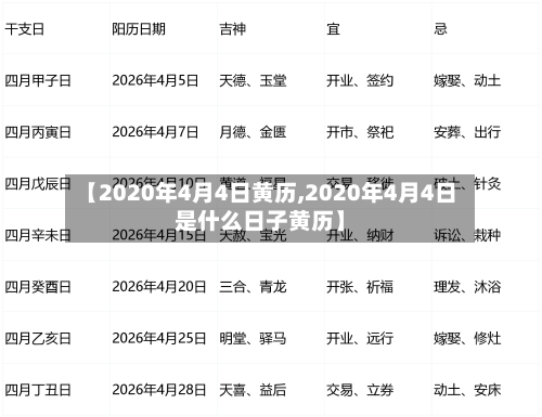 【2020年4月4日黄历,2020年4月4日是什么日子黄历】-第3张图片