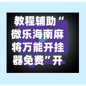 教程辅助“微乐海南麻将万能开挂器免费	”开挂(透视)辅助神器-第1张图片