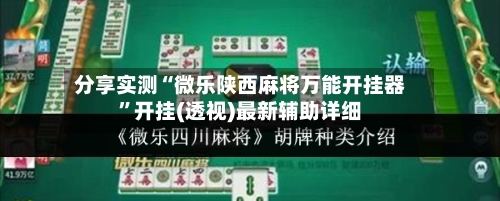 分享实测“微乐陕西麻将万能开挂器”开挂(透视)最新辅助详细-第2张图片