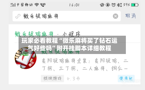 玩家必看教程“微乐麻将买了钻石运气好些吗”附开挂脚本详细教程-第1张图片