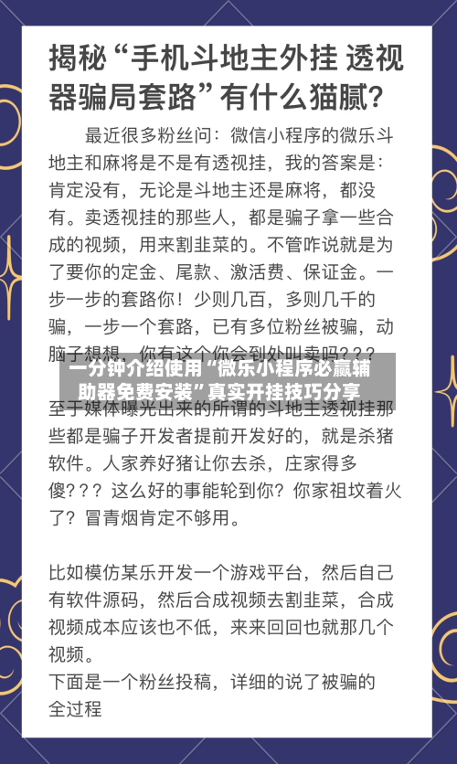 一分钟介绍使用“微乐小程序必赢辅助器免费安装”真实开挂技巧分享-第2张图片