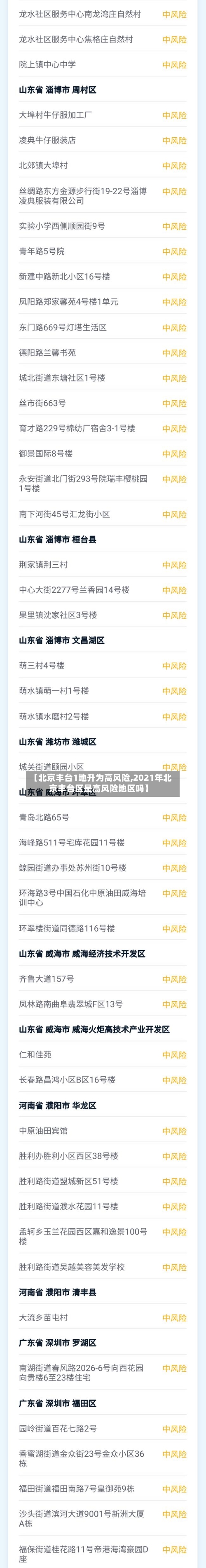 【北京丰台1地升为高风险,2021年北京丰台区是高风险地区吗】