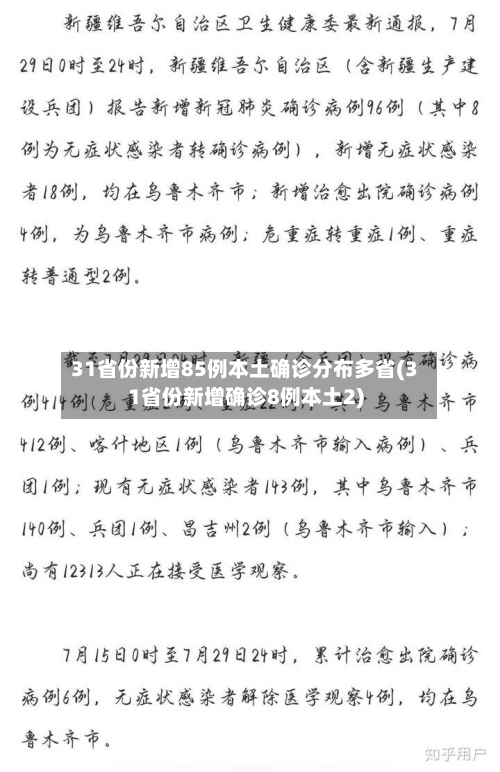 31省份新增85例本土确诊分布多省(31省份新增确诊8例本土2)-第1张图片